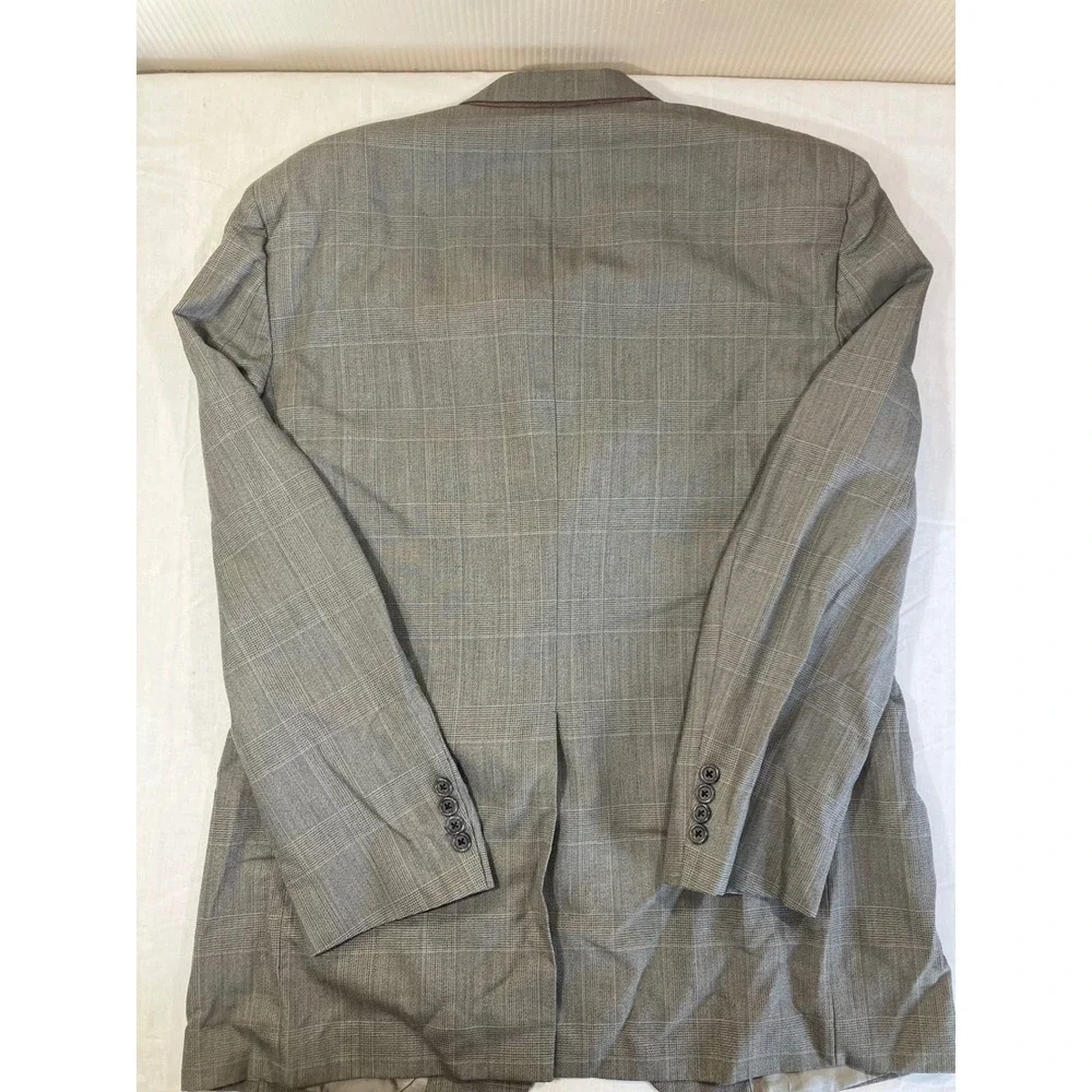 Burberrys Mens Sz-42R Gray Glen Plaid‎ 100% Pure Wool 2 Button Pleated Suit
